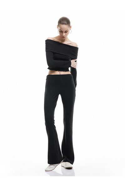 Koton Elastic Waist Viscose Blended Flared Trousers