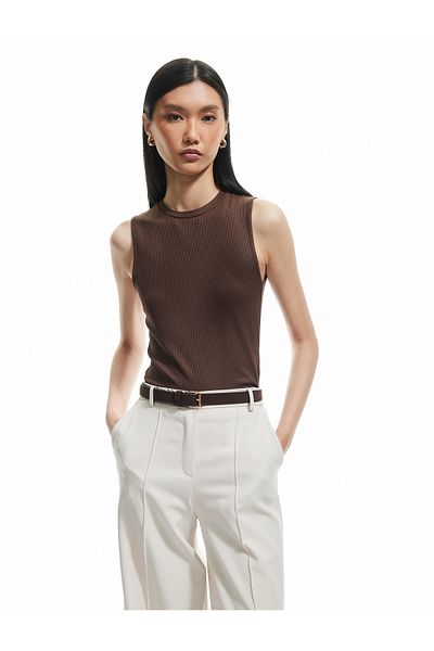 Koton Slim Fit Viscose Fabric Crew Neck Ribbed Sleeveless T-Shirt
