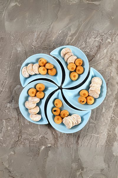 DAY HOME Set of 5 Ceramic Moon Decorated Breakfast Presentation Snack Bowls
