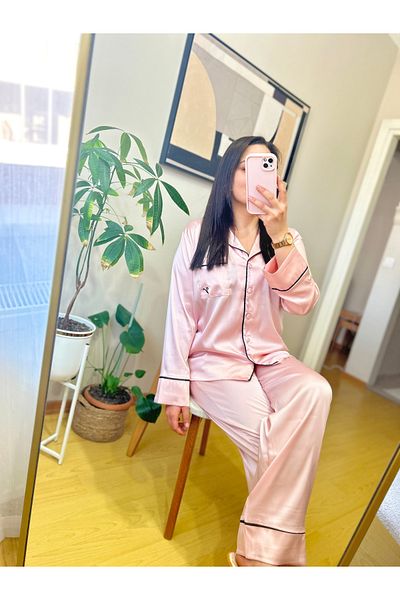 MAYA LİNGERİE 100% Satin Vs Model Pajama Set (Shipping, Satin Buckle Gift)