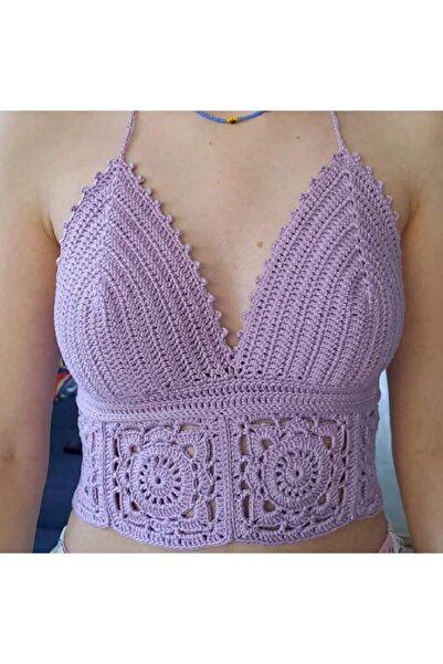 Melonndesign Tığ işi Motif detaylı iç göstermez crop