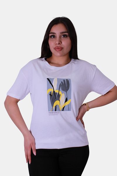 trender Tricou alb pentru damă cu imprimeu floral