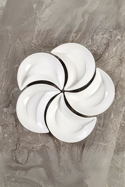 DAY HOME Set of 5 Ceramic Moon Decorated Breakfast Presentation Snack Bowls