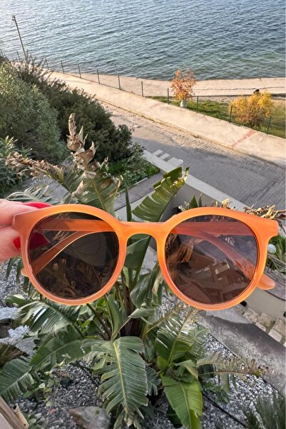 Melissa Boutique Women's Soft Orange Oval Bone Frame Sunglasses