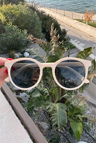 Melissa Boutique Women's Cream Oval Bone Frame Sunglasses