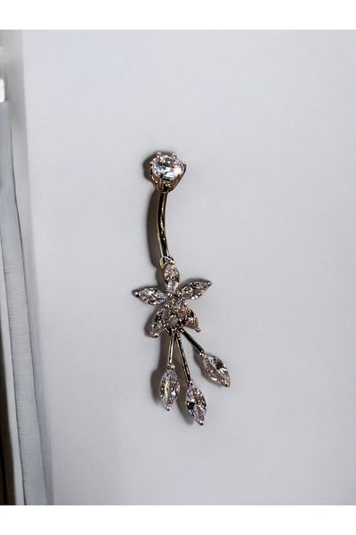 Takayrum Steel Dangle Stone Star Detailed Navel Piercing