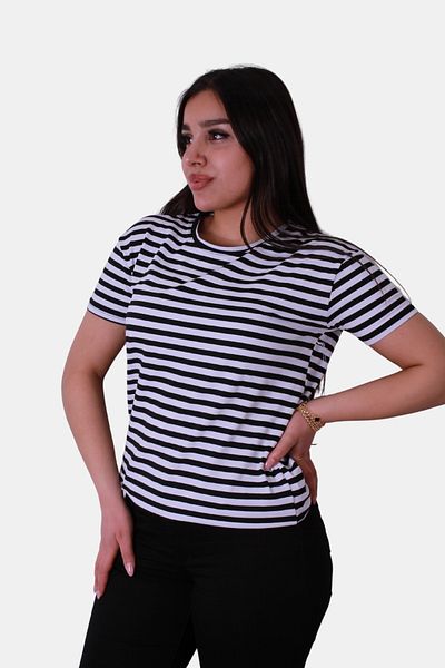 trender Tricou de damă alb din viscoză cu dungi