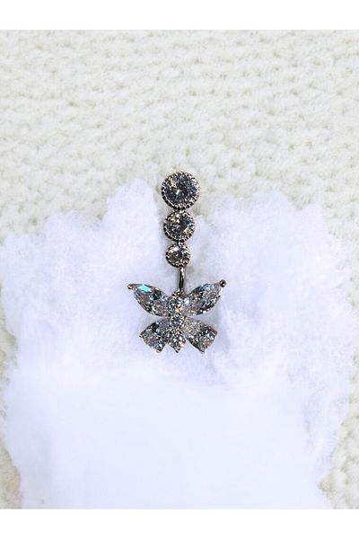 Takayrum Stoned Butterfly Detailed Steel Belly Piercing