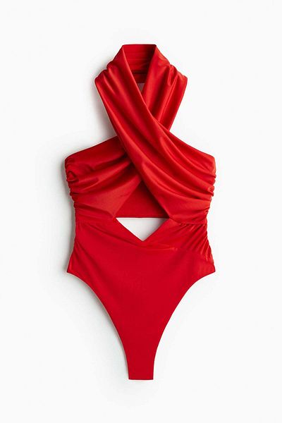 H&M Draped halterneck swimsuit