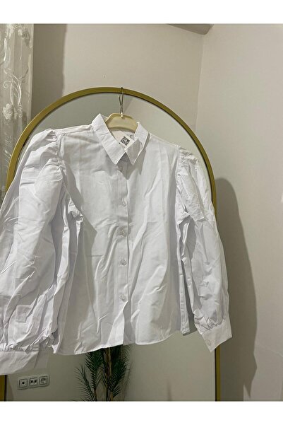 Gulce giyim BEYAZ BALON KOL GÖMLEK