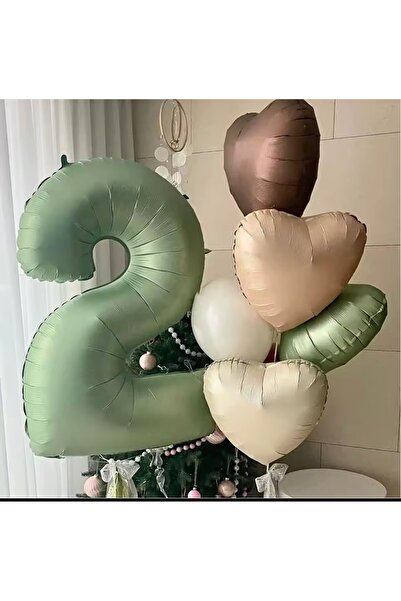 Öztürkpartievi مجموعة بالونات على شكل قلب أخضر عمرها عامين مكونة من 10 قطع