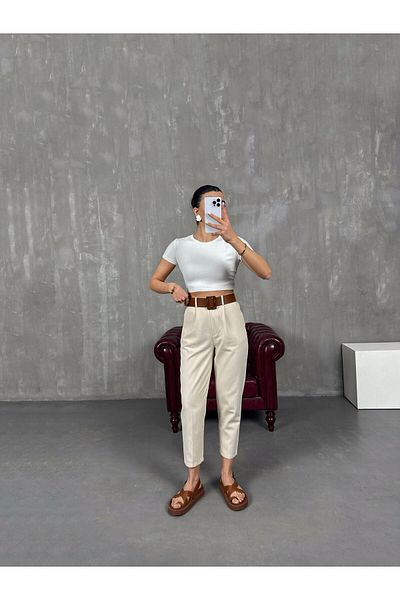Gaus Stone Belted Carrot Pants Gaus00032
