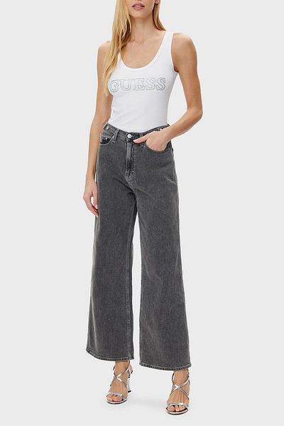 Guess Sl Embellished Cotton Logo Regular Fit Round Neck Top W5Gp29Ka0H1 Top W5Gp29 Ka0H1