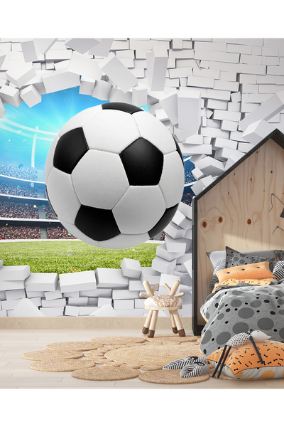 dreamwall 3 Boyutlu Futbol Topları Desenli Isı Ve Ses Yalıtımlı Sağlıklı Tekstil Duvar Kağıdı
