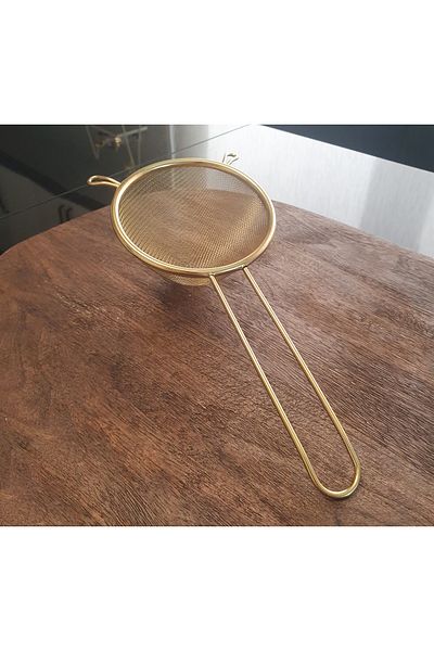 LOVYCO Gold Metal Handle Flour - Milk - Sugar - Pulses Strainer 11 cm
