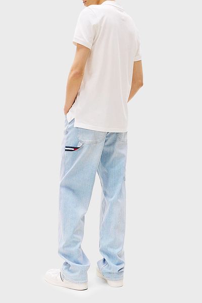 Tommy Jeans 100% Cotton Slim Fit Buttoned Polo Neck t Shirt Men's Polo-Neck t Shirt Dm0Dm20676 Ybl