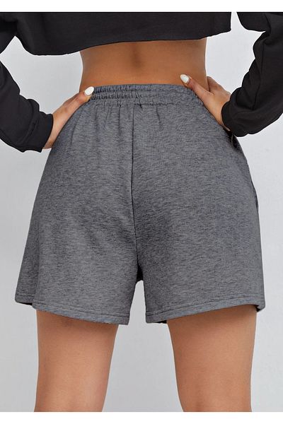NAKRUF Women's Dark Gray Plain Regular Combed Cotton Shorts