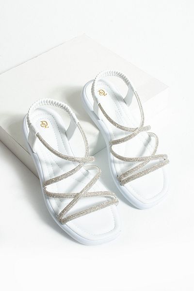 Neva'nın Butiği Piraye Low Heel Cross Piping Detailed Women's Sandals
