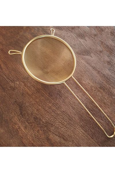 LOVYCO Gold Metal Handle Flour - Milk - Sugar - Pulses Strainer 11 cm
