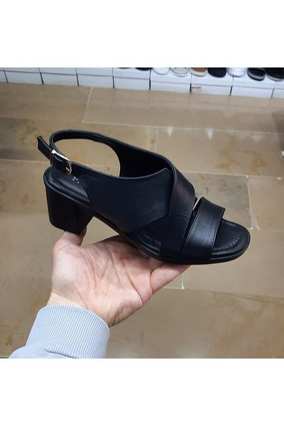 ENZO Women's Inner-Outer Genuine Leather Anatomic Sole Thick Heel Open Shoes