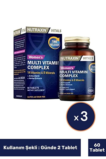Nutraxin Womens Multivitamin Mineral Complex 60 Tablet 3 Adet