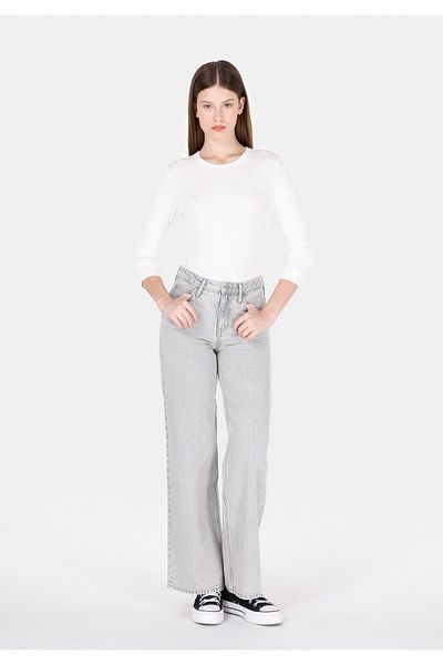 Colin's 970 Berry Regular Fit High Waist Wide Leg Women's Gray Jean Trousers