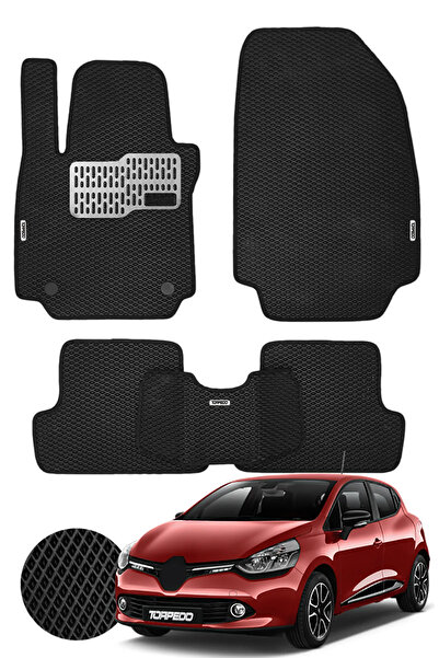 TORPEDO Renault Clio 4 2013-2019 Uyumlu Hücreli Premium Eva Paspas Seti Tam Set Paspas Takımı Siyah