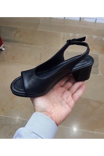 ENZO Women's Inner-Outer Genuine Leather Anatomic Sole Thick Heel Open Shoes