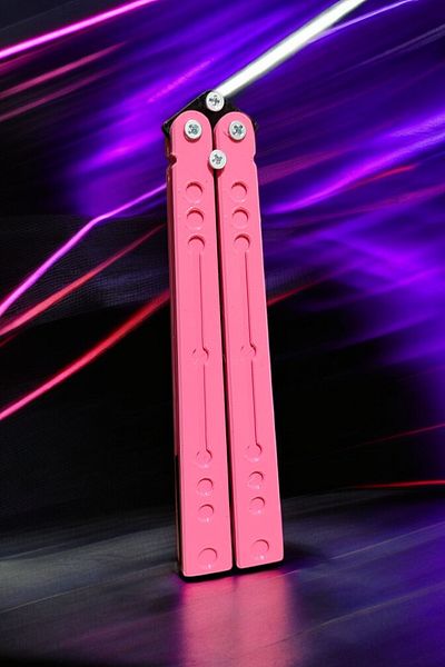 Vaiflagy Store Butterfly Training Practice Knife – Plastic Butterfly Knife (Pink and Black)