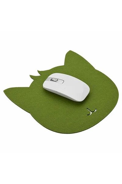 Generic Cat Shape Anti-Slip Mouse Pad - Green