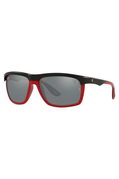 Ray-Ban Ray Ban Unisex Rectangle Sunglasses- Rb 4363m - Lense Size:61mm - Matte Black On Red