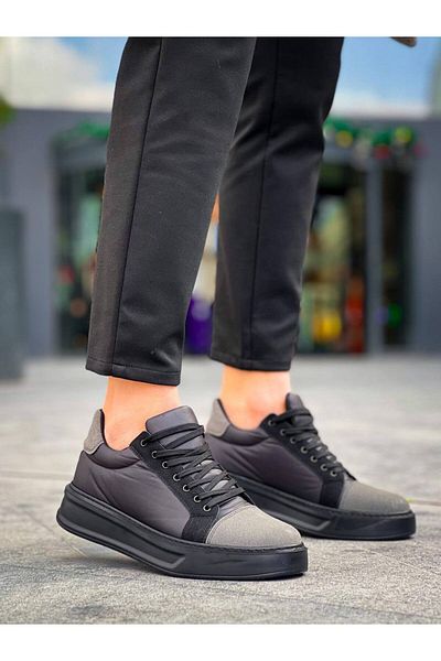 Joy Man J-X46 Lace-up Orthopedic Sole Daily Parachute Fabric Ανδρικά αθλητικά παπούτσια ST Μαύρο/Γκρι