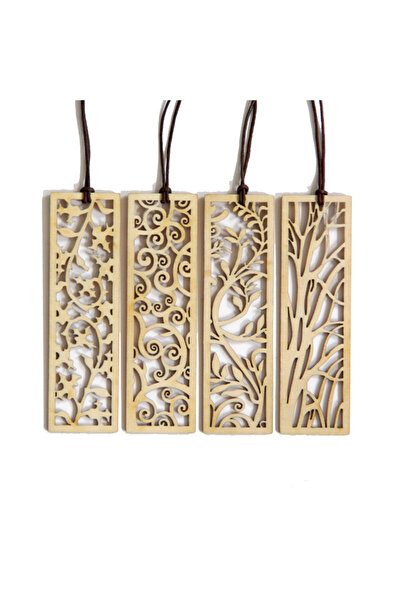 Generic علامة مرجعية خشبية مزخرفة من 4 قطع - Style01