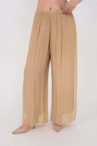 EREN STYLE Italian Large Size Matching Lined Elastic Silk Trousers (Size 36-50)