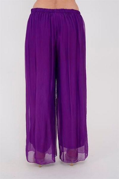 EREN STYLE Italian Large Size Matching Lined Elastic Silk Trousers (Size 36-50)