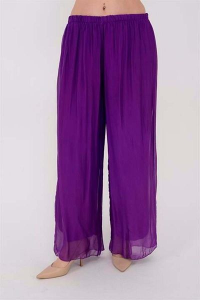 EREN STYLE Italian Large Size Matching Lined Elastic Silk Trousers (Size 36-50)