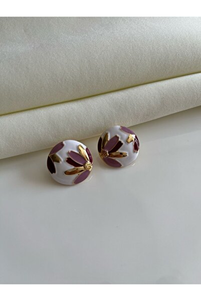 Nilsu Jewellery Accessory Flower Patterned Enamel Round Earrings