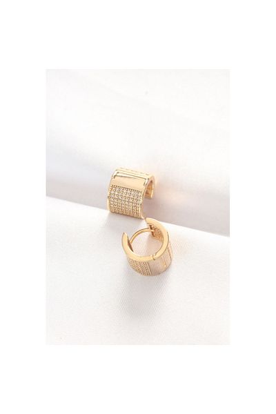 Skygo Brass Gold Color Minimal Earrings with Stones - Tj-Bkp8890