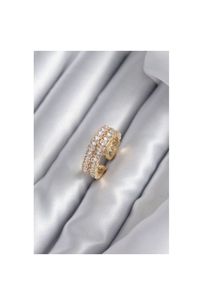 Skygo Gold Color Zircon Stone Brass Women's Ring - TJ-BYK2939