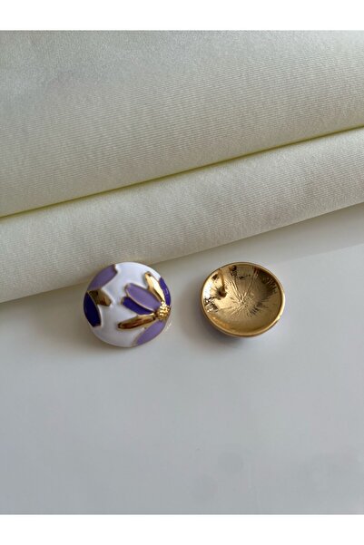 Nilsu Jewellery Accessory Çiçek Desenli Emaye Yuvarlak Küpe