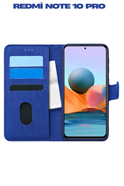 UPEKA Xiaomi Redmi Note 10 Pro Kılıf Kumaş Desenli Cüzdanlı Standlı Kapaklı K...