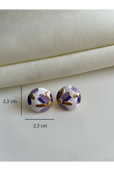 Nilsu Jewellery Accessory Flower Patterned Enamel Round Earrings