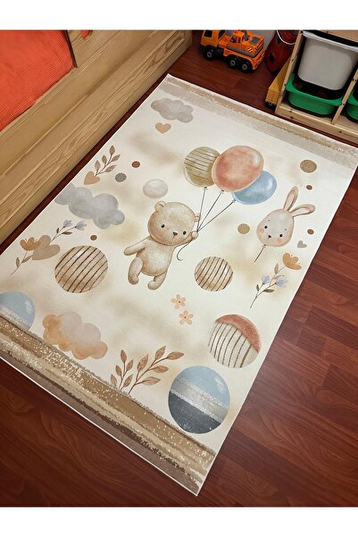 ALLGELSİN Yıkanabilir Kaymaz Taban Çocuk odası Halısı 120x180 cm Bebek Odası Halıları Oyun Halısı Figürlü Halı