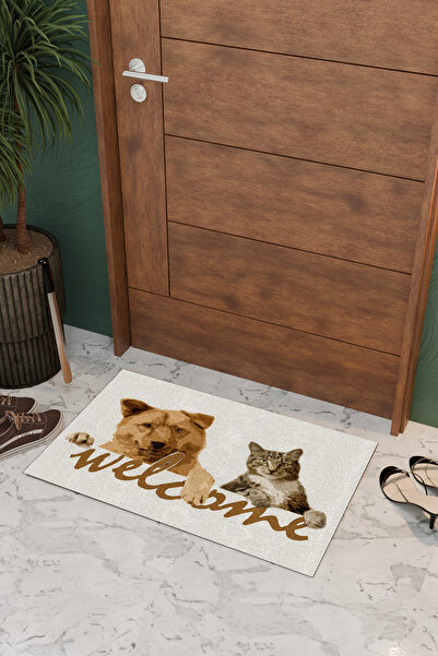 THEMODERNHANE Home Hoşgeldiniz Kelebek Dekoratif Çok Amaçlı Iç ve Dış Kapı Paspası