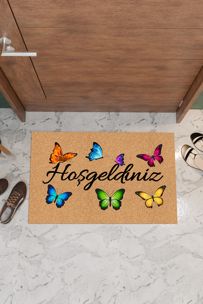 THEMODERNHANE Home Welcome Butterfly Decorative Multi-Purpose Indoor and Outdoor Door Mat