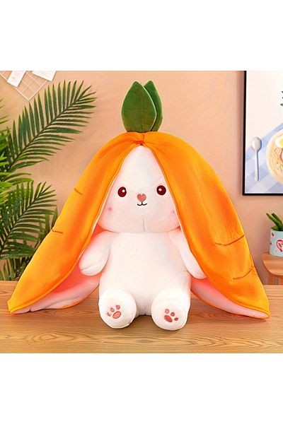 Choice 35cm-yellow Bunny Stuffed Animal,reversible Carrot Strawberry Bunny Plush Doll With Zipper Cute Soft