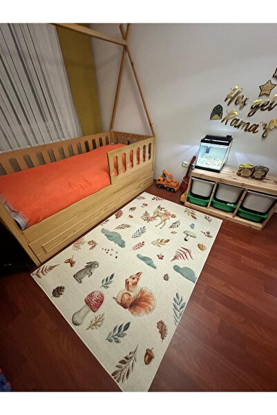ALLGELSİN Yıkanabilir Kaymaz Taban Çocuk odası Halısı 120x180 cm Bebek Odası Halıları Oyun Halısı Figürlü Halı