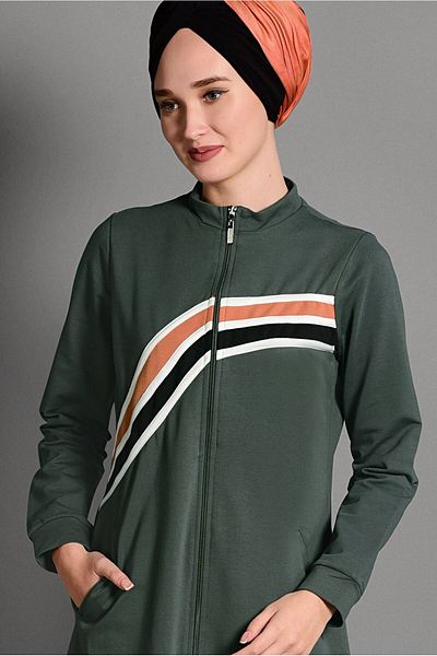 TRENDTESETTÜR Γυναικεία φόρμα χακί με φερμουάρ Ferace 0128