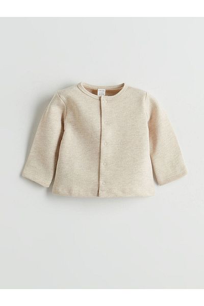 LC Waikiki Lcw Baby Beige Crew Neck Baby Girl Cardigan