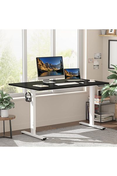 Mahmayi FlexiSpot Electric Standing Desk 121x60 cm with Height-Adjustable Spacious Desk - Charcoal Black